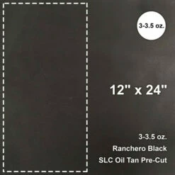 Ranchero Black 3-3.5 Oz. Oil Tan Pre-Cut 12"x 24"
