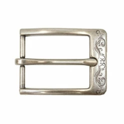 Squared Engraved Buckle, Antique Nickel - 1 1/4"