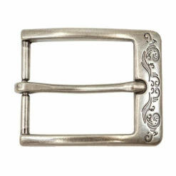 Squared Engraved Buckle, Antique Nickel - 1 1/2"