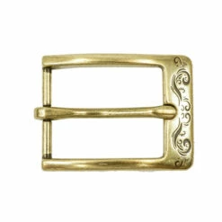 Squared Engraved Buckle, Antique Brass - 1 1/4"