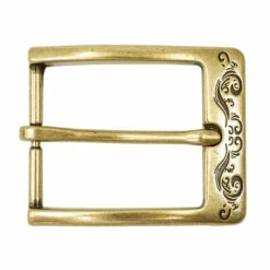 Squared Engraved Buckle, Antique Brass - 1 1/2"