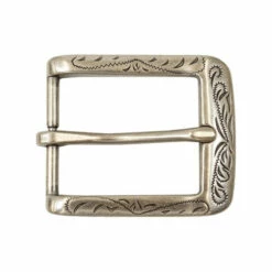 Rounded Engraved Buckle, Antique Nickel - 1 1/4"