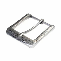 Rounded Engraved Buckle, Antique Nickel - 1 1/2"