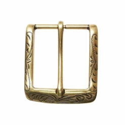 Rounded Engraved Buckle, Antique Brass - 1 1/2"