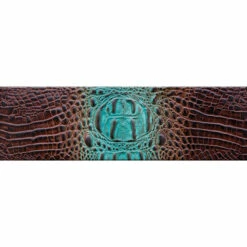 Turquoise And Brown Embossed Gator Strip 1 5/8