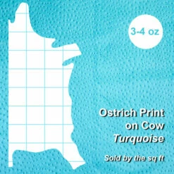 Ostrich Print On Cow Sides - Turquoise 7 Ostrich Print On Cow Sides - Turquoise -Leather Goods Sales Shop 62 46.SLC .4
