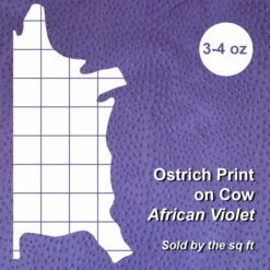 Ostrich Print On Cow Sides - African Violet -Leather Goods Sales Shop 62 49.SLC .4