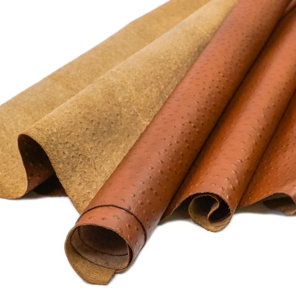 Ostrich Print On Cow Sides - Cognac 1 Ostrich Print On Cow Sides - Cognac