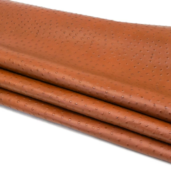 Ostrich Print On Cow Sides - Cognac 2 Ostrich Print On Cow Sides - Cognac - Image 2