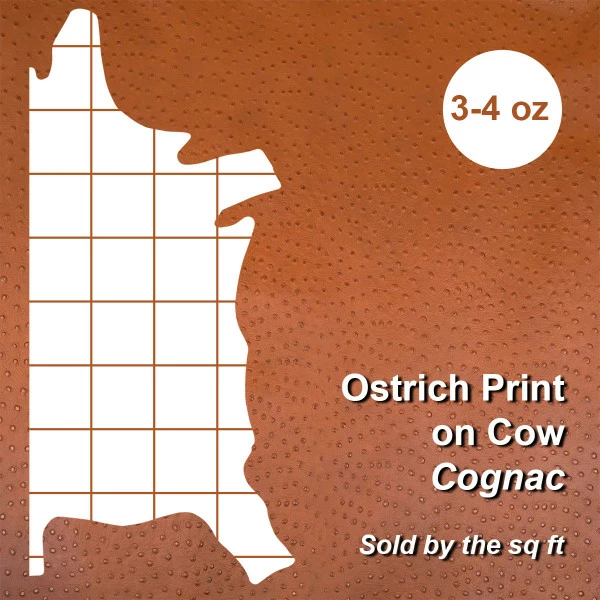 Ostrich Print On Cow Sides - Cognac 4 Ostrich Print On Cow Sides - Cognac - Image 4