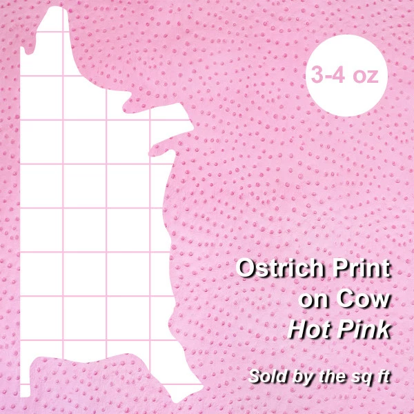 Ostrich Print On Cow Sides - Hot Pink 4 Ostrich Print On Cow Sides - Hot Pink - Image 4