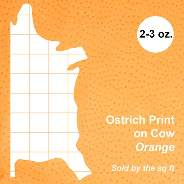 Ostrich Print On Cow Sides - Orange 3 Ostrich Print On Cow Sides - Orange - Image 3