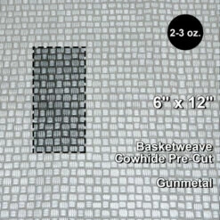Basketweave Cowhide Pre-Cut - Gunmetal - 6" X 12"