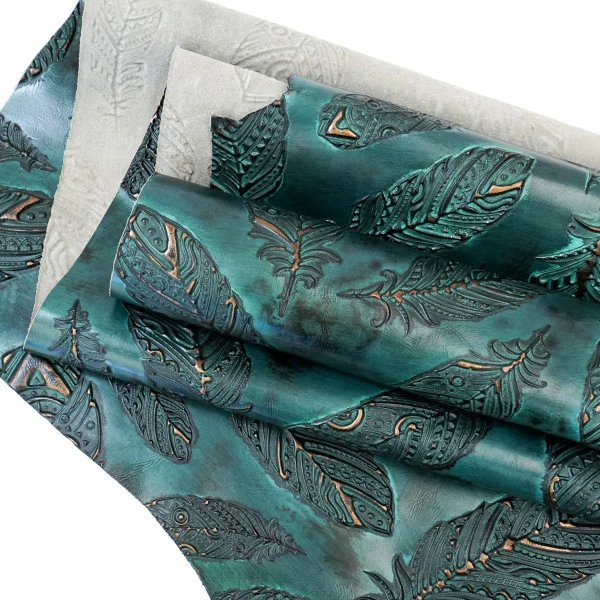 Embossed Plume Hide - Jade 1 Embossed Plume Hide - Jade