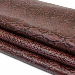 Embossed Python Hide - Garnet 6 Embossed Python Hide - Garnet -Leather Goods Sales Shop 665 3051.SLC .3