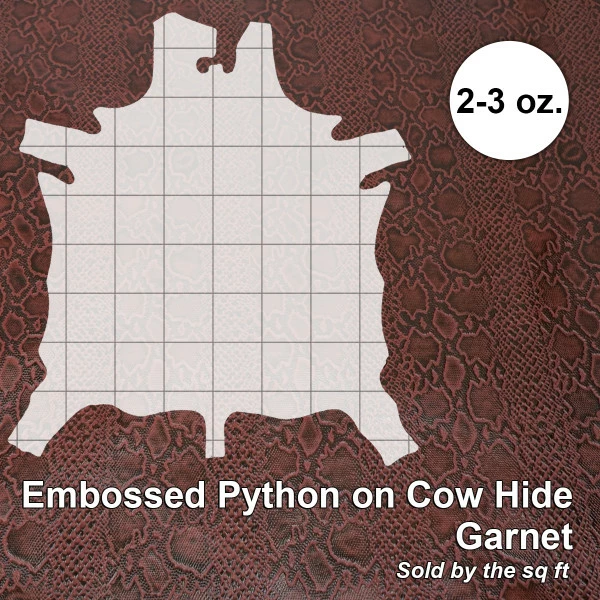 Embossed Python Hide - Garnet 4 Embossed Python Hide - Garnet - Image 4