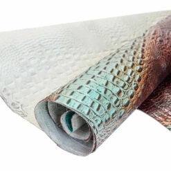 Embossed Gator On Cow -Leather Goods Sales Shop EGOC.Turquoise20Brown.03
