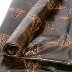 Longhorn Embossed Cow -Leather Goods Sales Shop LHEC.Brown20and20Bronze.Large .01