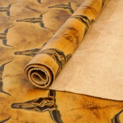 Longhorn Embossed Cow -Leather Goods Sales Shop LHEC.Sepia .Large .01