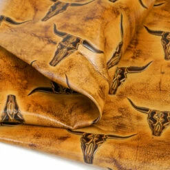 Longhorn Embossed Cow -Leather Goods Sales Shop LHEC.Sepia .Large .02