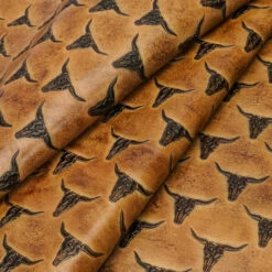 Longhorn Embossed Cow -Leather Goods Sales Shop LHEC.Sepia .Small .02