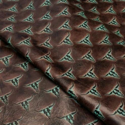 Longhorn Embossed Cow -Leather Goods Sales Shop LHEC.Turquoise20Brown.Small .01